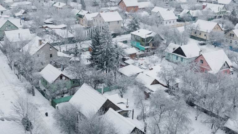 townhouses in snow