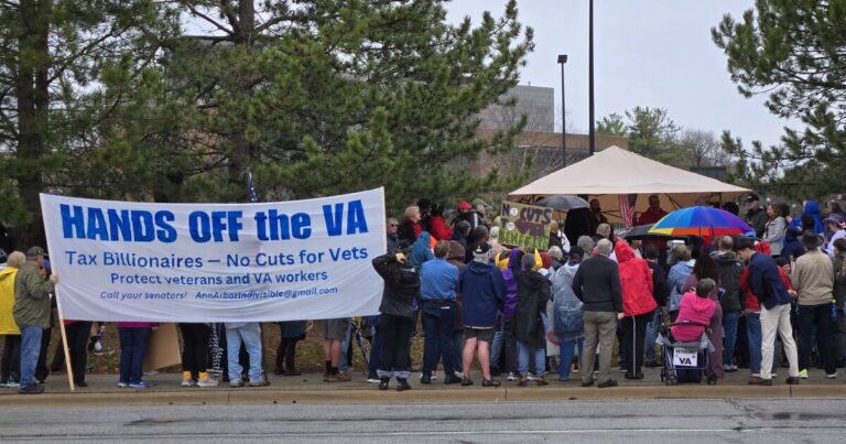 Public officials, veterans, union members protest federal cuts