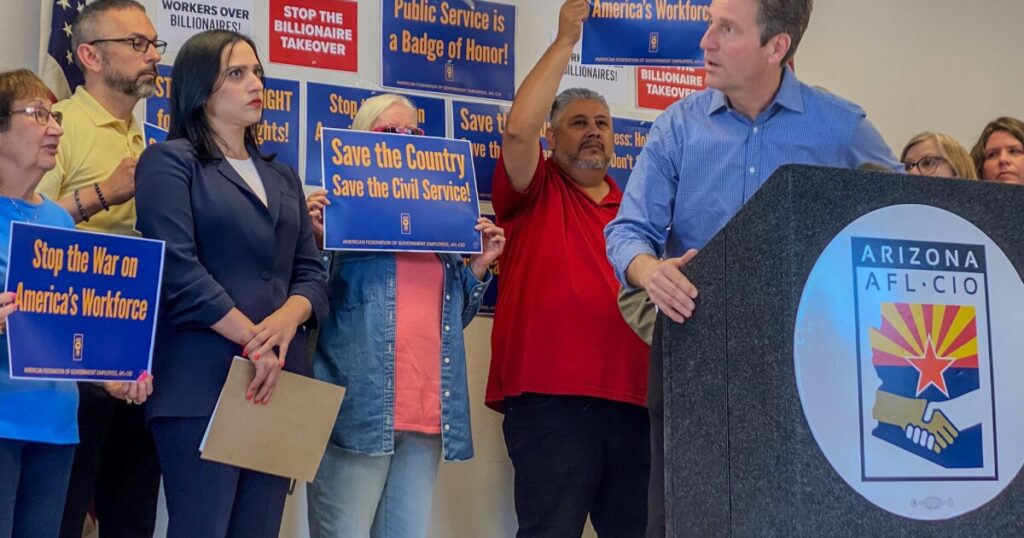 Arizona federal workers protest Trump administration's executive orders that target them