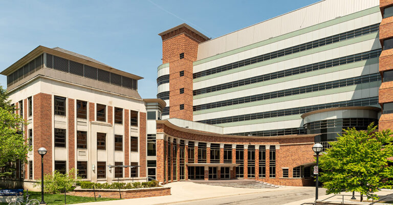 Exterior photo of the University of Michigan School of Public Health in Ann Arbor, Michigan.