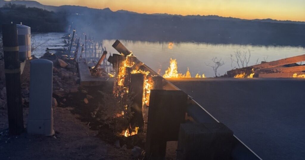 Oxbow Bridge connecting Arizona to California collapses in Colorado River following brush fire