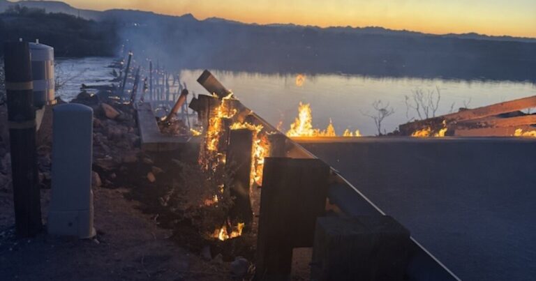 Oxbow Bridge connecting Arizona to California collapses in Colorado River following brush fire