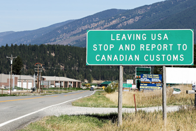 The Port of Roosville north of Eureka. Montana Canada border