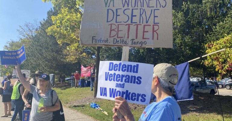 Picketers rally against Trump outside Ann Arbor VA hospital