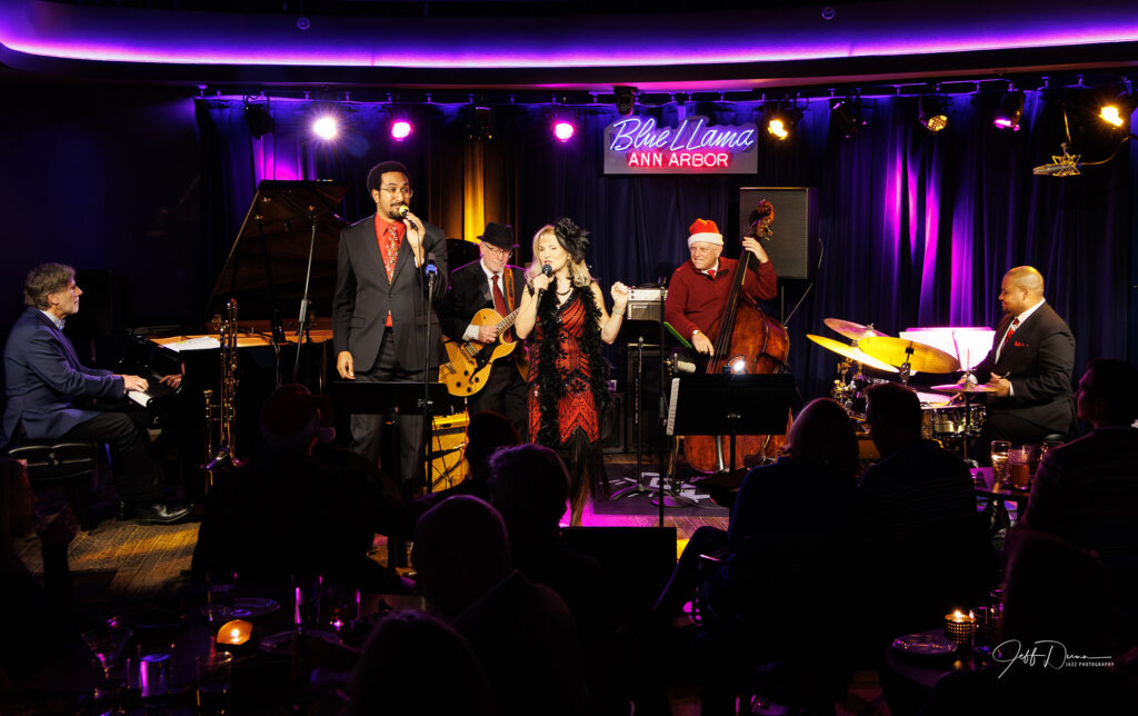 The Marlena Studer Jazz Ensemble playing at Blue Llama’s holiday concert.