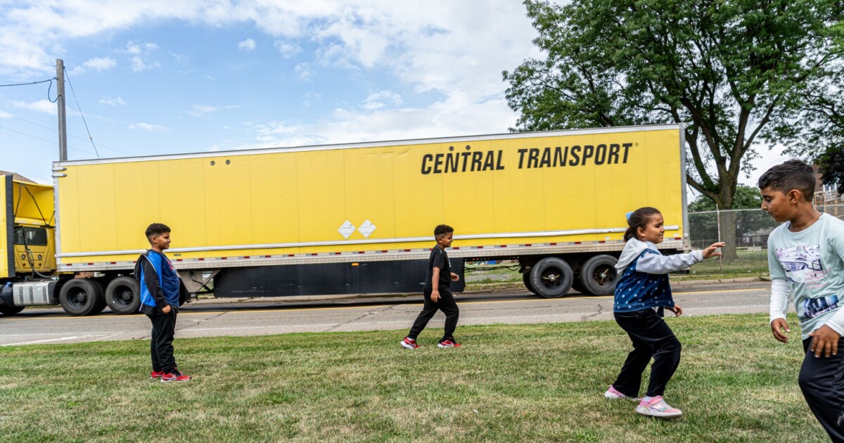 The Detroit street where kids dodge semitrucks to get to class