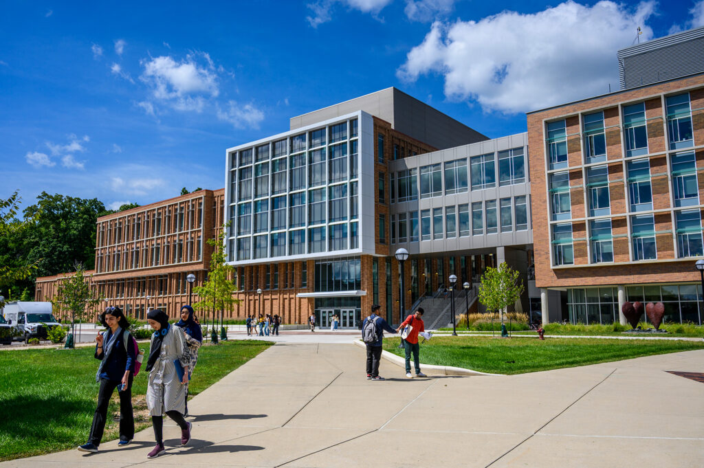 The Leinweber Computer Science and Information Building, U-M’s first all-electric academic facility,  heated and cooled by ground source heat pumps and geo-exchange.