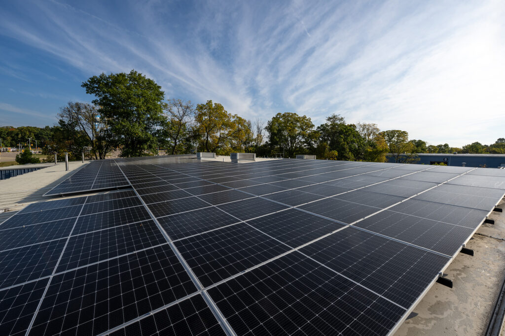 U-M Advances Campus Sustainability and Carbon Neutrality Goals in 2025 - Kitchen Table News Two new solar arrays located at the North Campus Facilities Services Building are now operational. (Photo by Eric Bronson, Michigan Photography)