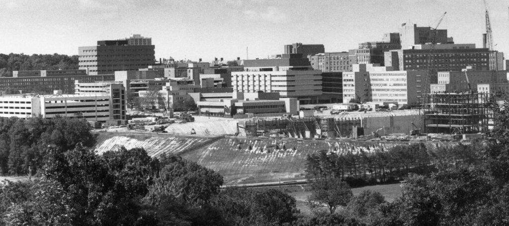 The “Replacement Hospital Project,” shown early in its construction.