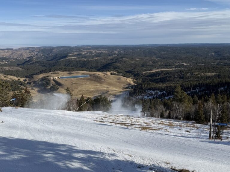 Terry Peak Ski Area's snowmaking system in South Dakota's northern Black Hills operates during the 2025-2026 winter season, while surrounded by dry conditions. (Courtesy of Terry Peak Ski Area)