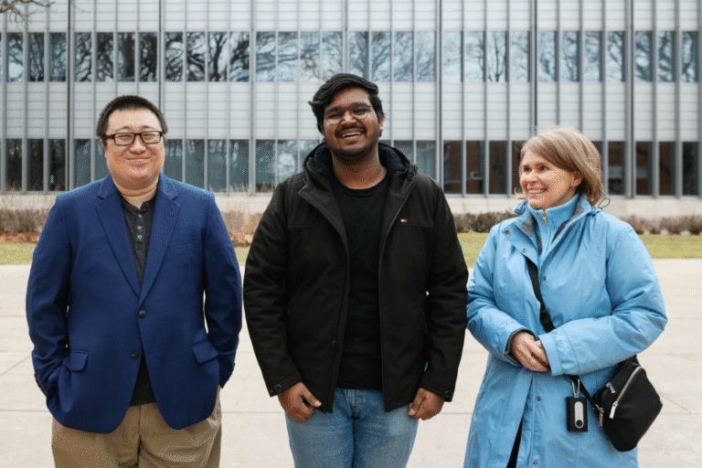 A photo of the UM-Dearborn research team: Zheng Song, Shashank Chauhan and Natalia Czap