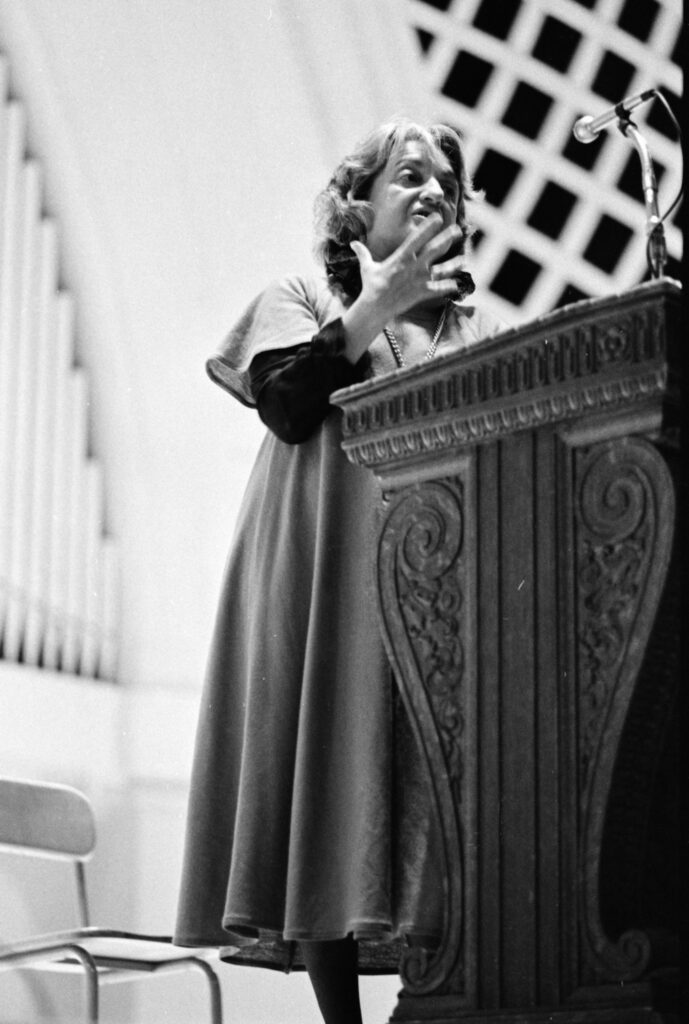 Hill Auditoriums Historic Lectern A Century of Influential Voices - Kitchen Table News Feminist Betty Friedan speaks at Hill Audoitorium