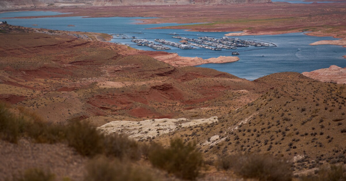 Lake Powells Water Levels Plummet Threatening Recreation and Hydropower - Kitchen Table News As Lake Powell shrinks, marinas are having to adapt to dwindling water levels